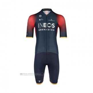 2022 Abbigliamento Ciclismo Ineos Grenadiers Scuro Blu Rosso Manica Corta e Salopette