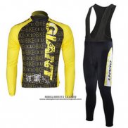 2010 Abbigliamento Ciclismo Giant Nero e Giallo Manica Lunga e Salopette