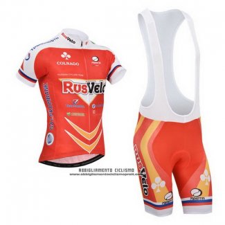 2013 Abbigliamento Ciclismo Rusvelo Rosso Manica Corta e Salopette