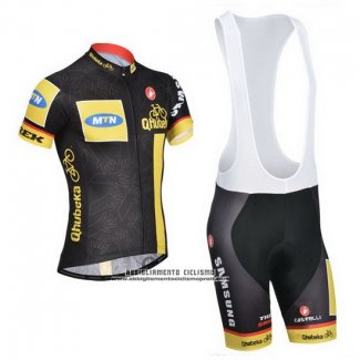 2014 Abbigliamento Ciclismo Mtn Nero e Giallo Manica Corta e Salopette