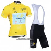 2014 Abbigliamento Ciclismo Tour de France Lider Astana Lider Giallo Manica Corta e Salopette