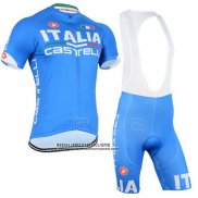 2015 Abbigliamento Ciclismo Italia Bianco e Celeste Manica Corta e Salopette