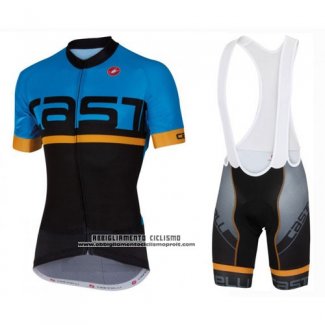 2016 Abbigliamento Ciclismo Castelli Blu Nero Manica Corta e Salopette