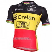 2016 Abbigliamento Ciclismo Crelan AA Nero e Giallo Manica Corta e Salopette