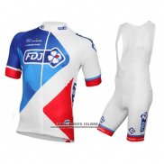 2016 Abbigliamento Ciclismo FDJ Bianco e Rosso Manica Corta e Salopette