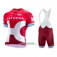 2016 Abbigliamento Ciclismo Katusha Alpecin Bianco e Rosso Manica Corta e Salopette