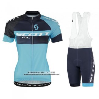 2016 Abbigliamento Ciclismo Scott Nero Blu Manica Corta e Salopette