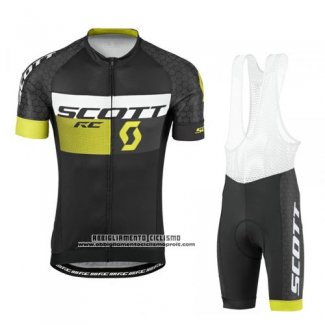 2016 Abbigliamento Ciclismo Scott Nero Giallo Manica Corta e Salopette