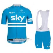 2016 Abbigliamento Ciclismo Sky Celeste Manica Corta e Salopette