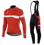 2016 Abbigliamento Ciclismo Specialized Ml Rosso e Bianco Manica Lunga e Salopette