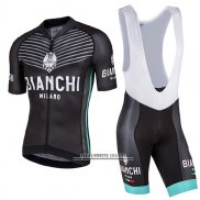 2017 Abbigliamento Ciclismo Bianchi Milano Ceresole Nero Manica Corta e Salopette