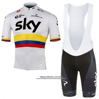 2017 Abbigliamento Ciclismo Sky UCI Mondo Campione Manica Corta e Salopette