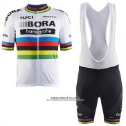 2017 Abbigliamento Ciclismo UCI Mondo Campione Bora Bianco Manica Corta e Salopette