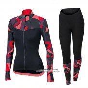 2018 Abbigliamento Ciclismo Donne Orbea Rosso e Nero Manica Lunga e Salopette