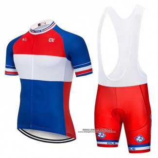 2018 Abbigliamento Ciclismo FDJ Blu Bianco Rosso Manica Corta e Salopette