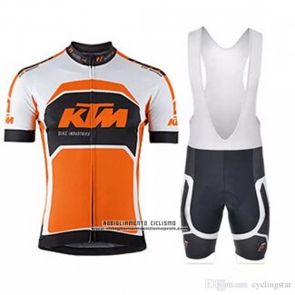 2018 Abbigliamento Ciclismo KTM Bianco Arancione Manica Corta e Salopette