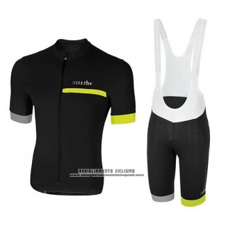 2018 Abbigliamento Ciclismo RH+ Nero Grigio Giallo Manica Corta e Salopette