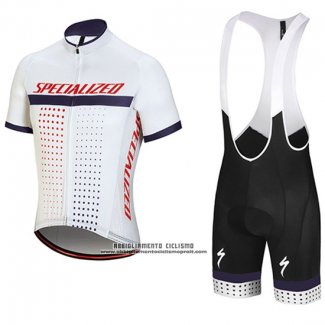 2018 Abbigliamento Ciclismo Specialized Bianco Rosso Viola Manica Corta e Salopette