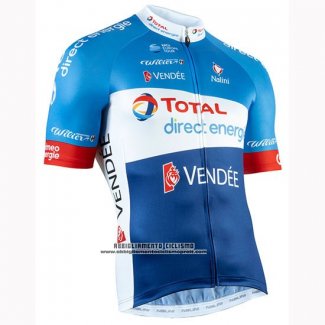 2019 Abbigliamento Ciclismo Direct Energie Blu Bianco Manica Corta e Salopette