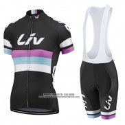 2019 Abbigliamento Ciclismo Donne Liv Nero Bianco Viola Manica Corta e Salopette