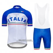 2019 Abbigliamento Ciclismo Italia Bianco Blu Manica Corta e Salopette