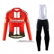 2019 Abbigliamento Ciclismo Sunweb Arancione Bianco Manica Lunga e Salopette