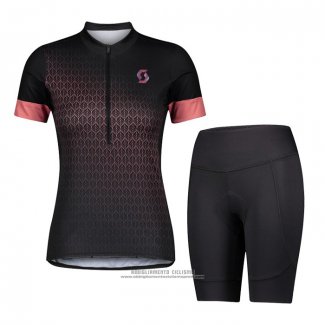 2021 Abbigliamento Ciclismo Donne Scott Nero Rosa Manica Corta e Salopette