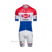 2022 Abbigliamento Ciclismo Alpecin Fenix Rosso Bianco Blu Manica Corta e Salopette