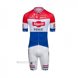 2022 Abbigliamento Ciclismo Alpecin Fenix Rosso Bianco Blu Manica Corta e Salopette