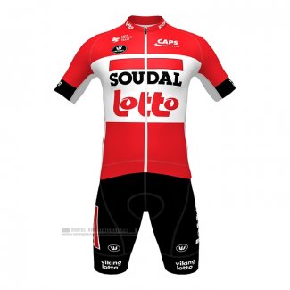 2022 Abbigliamento Ciclismo Lotto Soudal Nero Rosso Manica Corta e Salopette