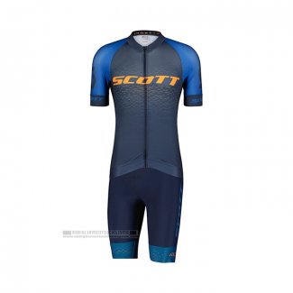 2022 Abbigliamento Ciclismo Scott Blu Giallo Manica Corta e Salopette