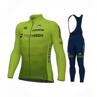 2023 Abbigliamento Ciclismo Slovenia Verde Manica Lunga e Salopette