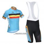 2013 Abbigliamento Ciclismo Belgio Azzurro e Nero Manica Corta e Salopette