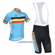 2013 Abbigliamento Ciclismo Belgio Azzurro e Nero Manica Corta e Salopette