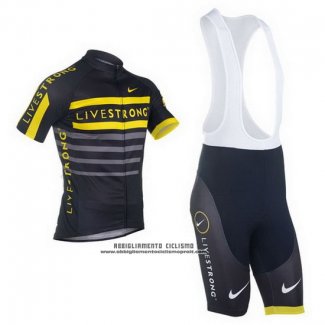 2013 Abbigliamento Ciclismo Livestrong Nero e Giallo Manica Corta e Salopette