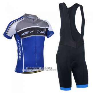 2014 Abbigliamento Ciclismo Monton Grigio e Blu Manica Corta e Salopette