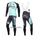 2016 Abbigliamento Ciclismo Bianchi Mtb Ml Nero e Verde Manica Lunga e Salopette