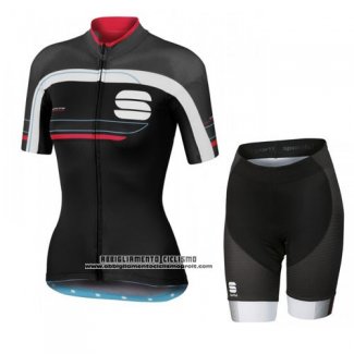 2016 Abbigliamento Ciclismo Donne Sportful Rosso e Nero Manica Corta e Salopette