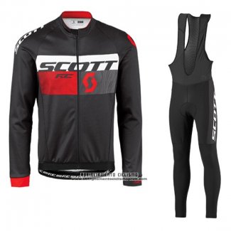 2016 Abbigliamento Ciclismo Scott Rosso e Nero Manica Lunga e Salopette