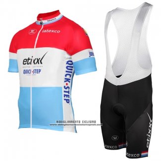 2017 Abbigliamento Ciclismo Etixx Quick Step Campione Lussemburgo Manica Corta e Salopette