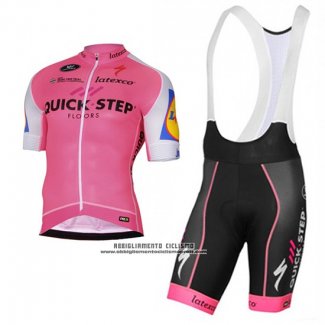 2017 Abbigliamento Ciclismo Quick Step Rosa Manica Corta e Salopette