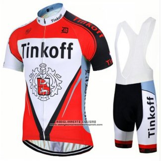 2017 Abbigliamento Ciclismo Tinkoff Rosso Manica Corta e Salopette