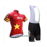 2018 Abbigliamento Ciclismo Cina Rosso Manica Corta e Salopette