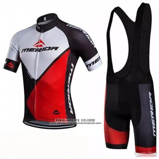 2018 Abbigliamento Ciclismo Merida Rosso Bianco Manica Corta e Salopette