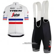 2018 Abbigliamento Ciclismo Trek Segafredo Campione Francia Manica Corta e Salopette