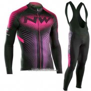 2019 Abbigliamento Ciclismo Northwave Nero Rosa Manica Lunga e Salopette