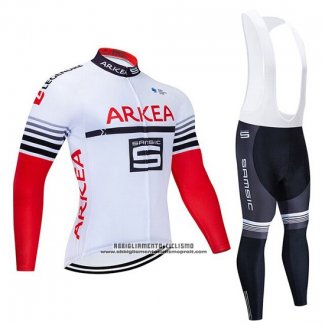 2020 Abbigliamento Ciclismo Arkea-Samsic Bianco Rosso Manica Corta e Salopette