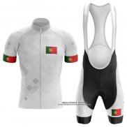 2020 Abbigliamento Ciclismo Campione Portugal Bianco Manica Corta e Salopette