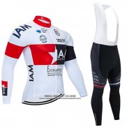 2020 Abbigliamento Ciclismo IAM Bianco Rosso Nero Manica Lunga e Salopette