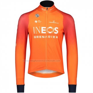 2022 Abbigliamento Ciclismo Ineos Grenadiers Arancione Manica Lunga e Salopette